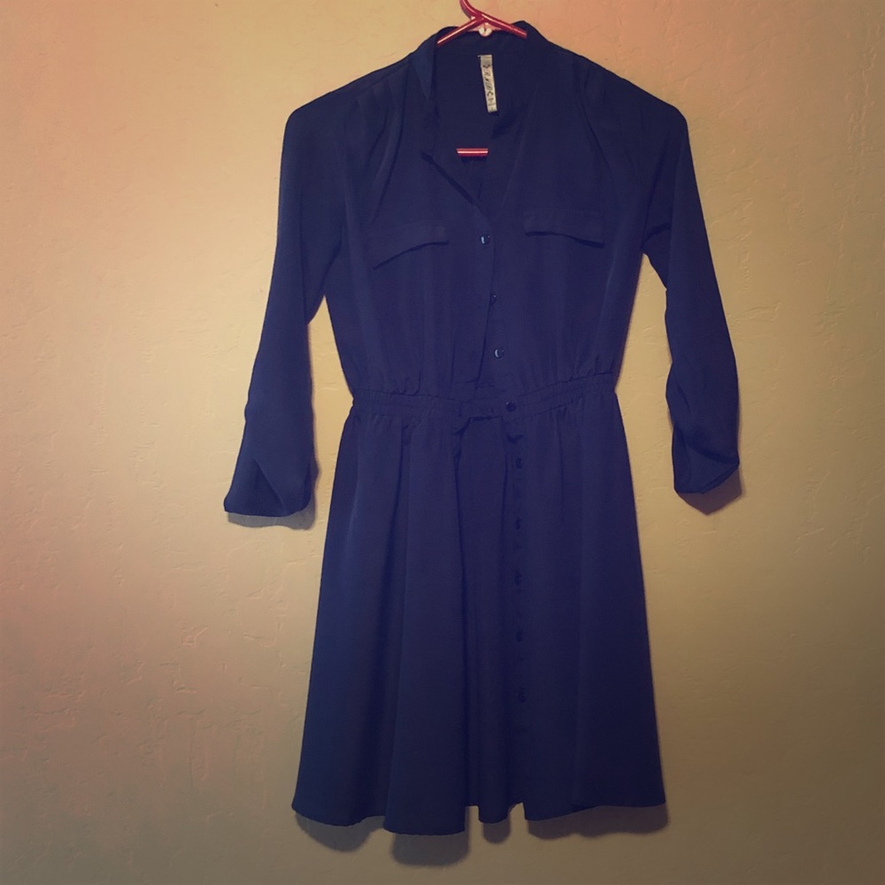 Navy Blue Button Up Dress